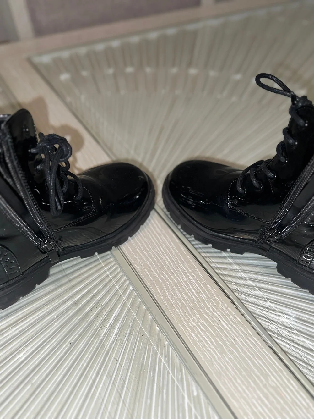 Dream Pairs Black Patent Lace-Up Boots